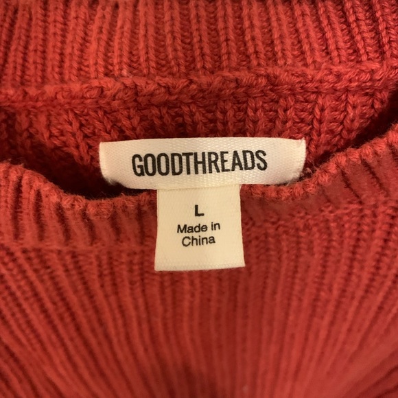 CrewNeck Sweater 100% Cotton Shaker Stitch Orange Women's Large - Goodthreads - Picture 4 of 5